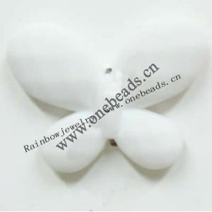 Acrylic Bead, Frosted Surfaced Solid,Faced, Butterfly, 30x22x5mm, Sold by Bag