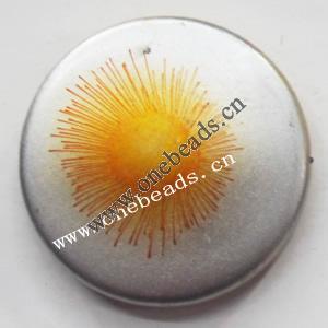 Painted Acrylic Beads,Coin 32mm,Sold by bag