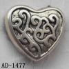 CCB plastic beads, imitated platinum plated,heart,18x19.5mm,hole=1mm,Sold per bag