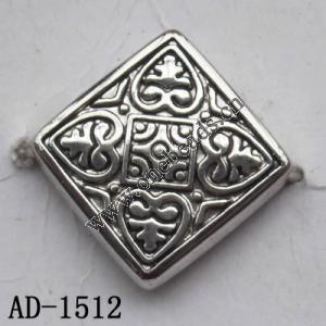 Jewelry findings CCB plastic beads imitated platinum plated square 19.5x19.5mm hole=1mm Sold per bag