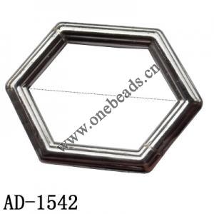 Jewelry findings CCB plastic beads imitated platinum plated Hexagon 39x53mm,hole=1mm Sold per bag