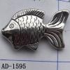 Jewelry findings, CCB plastic beads, imitated platinum plated Fish 39x27mm hole=1mm Sold per bag