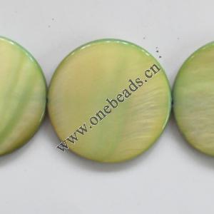 Shell beads,Flat Round 25mm Sold per16-inch strand