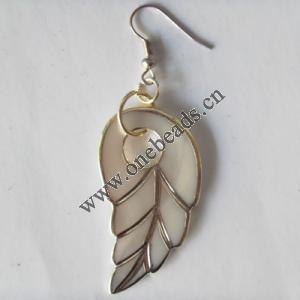 Leaf,Shell Earring 23x42mm Sold by pair