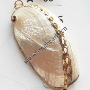 Jewelry Finding, shell Pendant 30x61mm Sold by PC