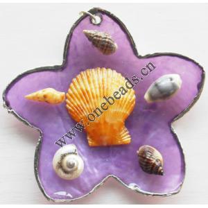 Jewelry Finding, shell Pendant 67mm Sold by PC