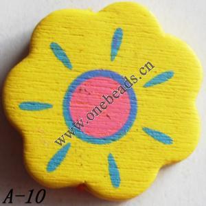 Wood Beads Flower 23x23x4.5mm Sold by bag