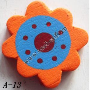 Wood Beads Flower 23x23x4.5mm Sold by bag