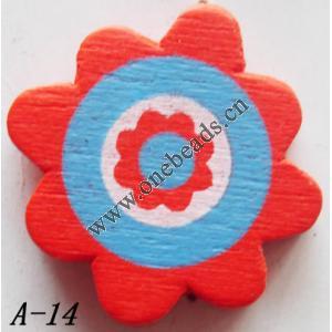 Wood Beads Flower  23x23x4.5mm Sold by bag