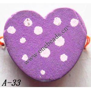 Wood Beads Heart 17x15x9mm Sold by bag