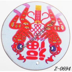 Wood Pendant Flat Round painted 45mm Sold by bag