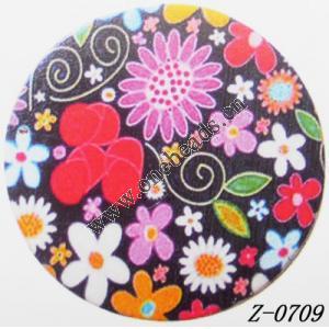 Wood Pendant Flat Round painted 45mm Sold by bag