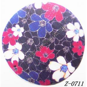 Wood Pendant Flat Round painted 45mm Sold by bag