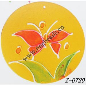 Wood Pendant Flat Round painted 45mm Sold by bag