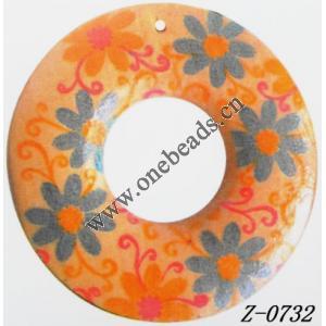 Wood Pendant Donut painted 45mm Sold by bag