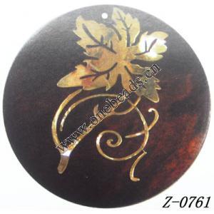 Wood Pendant Flat Round painted 45mm Sold by bag