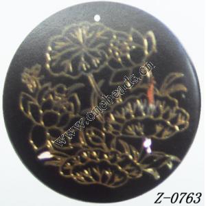 Wood Pendant Flat Round painted 45mm Sold by bag