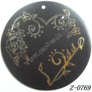 Wood Pendant Flat Round painted 45mm Sold by bag