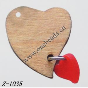 Wood Pendant Heart 22x24mm Sold by bag