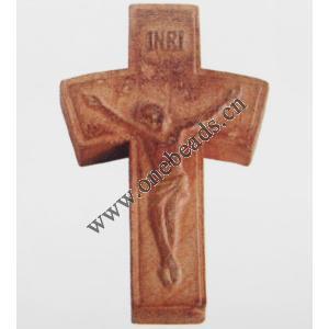 Wood pendant Cross 25x37mm Sold by bag