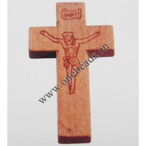 Wood pendant Cross 24x38mm Sold by bag