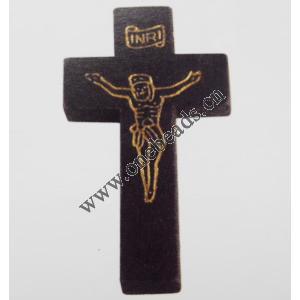 Wood pendant Cross 24x38mm Sold by bag