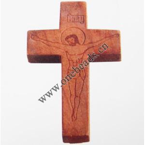 Wood pendant Cross 24x38mm Sold by bag