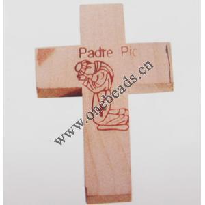 Wood pendant Cross 34x48mm Sold by bag