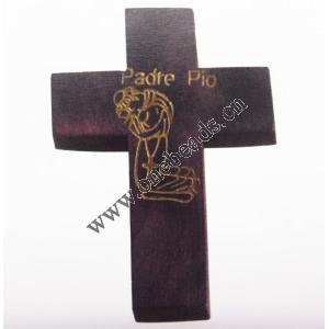 Wood pendant Cross 34x48mm Sold by bag