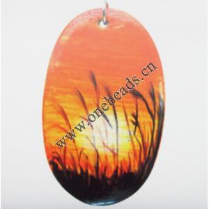 Wood Pendant Flat Oval 30x52mm Sold by bag