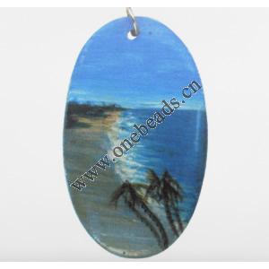 Wood Pendant Flat Oval 30x52mm Sold by bag