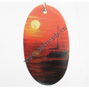 Wood Pendant Flat Oval 30x52mm Sold by bag