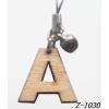Wood Mobile phone chain Alphabet (Letter) 18x18mm Sold by bag