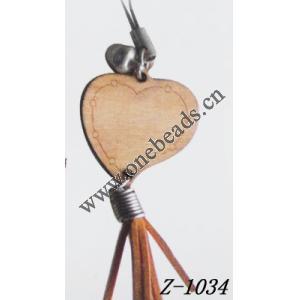 Wood Mobile phone chain Heart 20x20mm Sold by bag