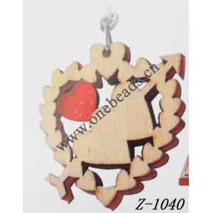 Wood Mobile phone chain Heart 30x32mm Sold by bag