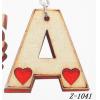 Wood Mobile phone chain Alphabet (Letter) 27x29mm Sold by bag
