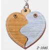 Wood Mobile phone chain Heart 30x30mm Sold by bag