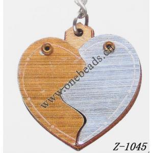 Wood Mobile phone chain Heart 30x30mm Sold by bag