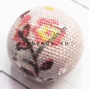 Woven Cloth Beads Wraped Acrylic Beads inside Round 20mm Hole:4mm  Sold by bag