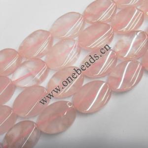Rose quartz Beads Twist Flat Oval 18x25mm Sold per 16-inch strand
