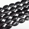 Black Stone Beads Flat Oval 20x30mm Sold per 16-inch strand