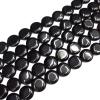 Black Stone Beads Flat Round 15mm Sold per 16-inch strand