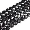 Black Stone Beads Flat Round 20mm Sold per 16-inch strand