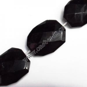 Black Stone Beads Faceted Flat Oval 32x42mm Sold by pc