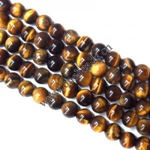  Gemstone Beads Strands,  Tiger Eye  Round 14mm, Sold per 16-inch strand