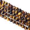  Gemstone Beads Strands, Tiger Eye Round 4mm, Sold per 16-inch strand