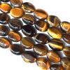  Gemstone Beads Strands, Tiger Eye  Flat Oval 10x14mm, Sold per 16-inch strand