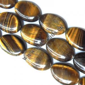  Gemstone Beads Strands, Tiger Eye Flat Oval 20x30mm, Sold per 16-inch strand