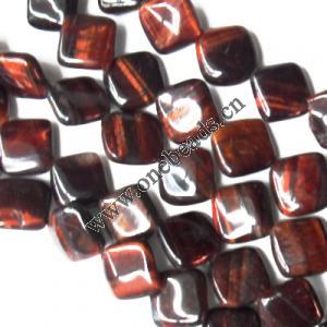  Gemstone Beads Strands, Tiger Eye Diagonal-Square 12mm, Sold per 16-inch strand