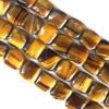  Gemstone Beads Strands, Tiger Eye Square 15mm, Sold per 16-inch strand